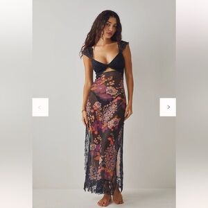 Free People Suddenly Fine Maxi Slip Black Combo
